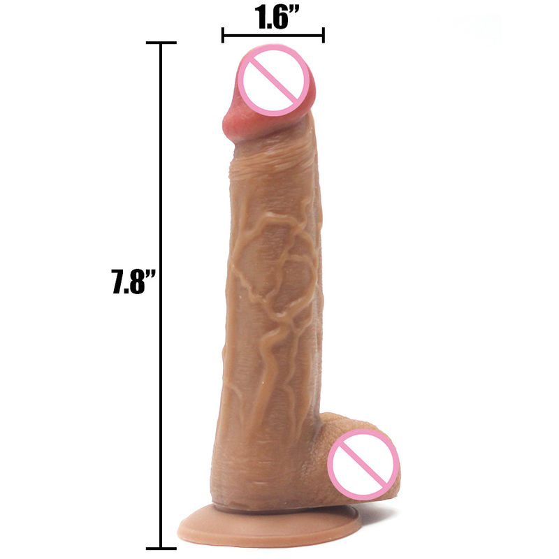 Medical Grade 8" Double Layer Silicone Dildo Sex Toy Giant Fake Penis