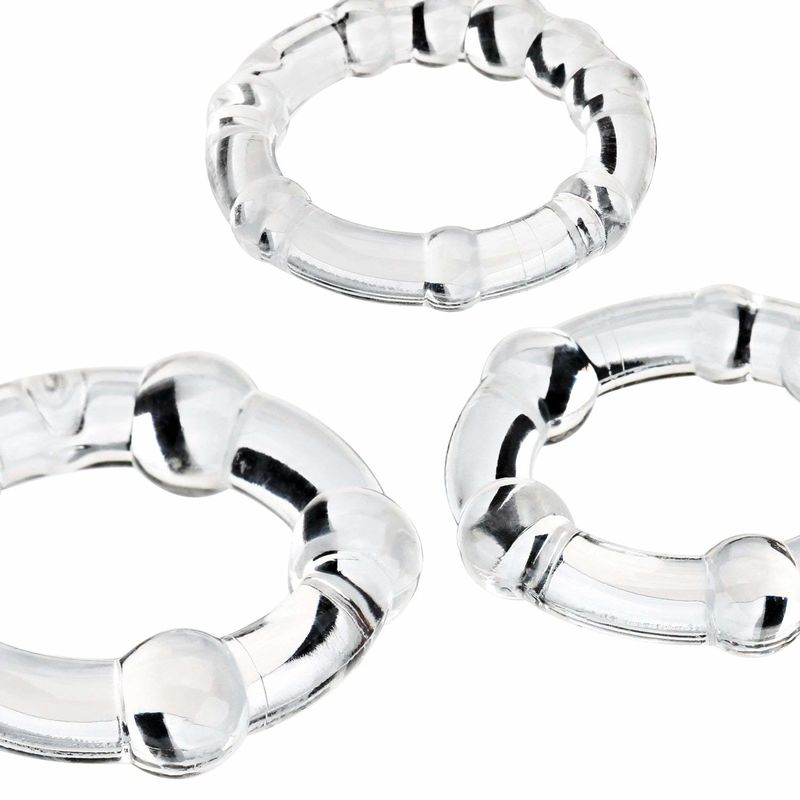 Flexible TPR Penis Cock Ring 3 Packs Silicone Glans Ring
